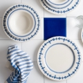 Galda servīze, 24 gab., balta/zila, porcelāns