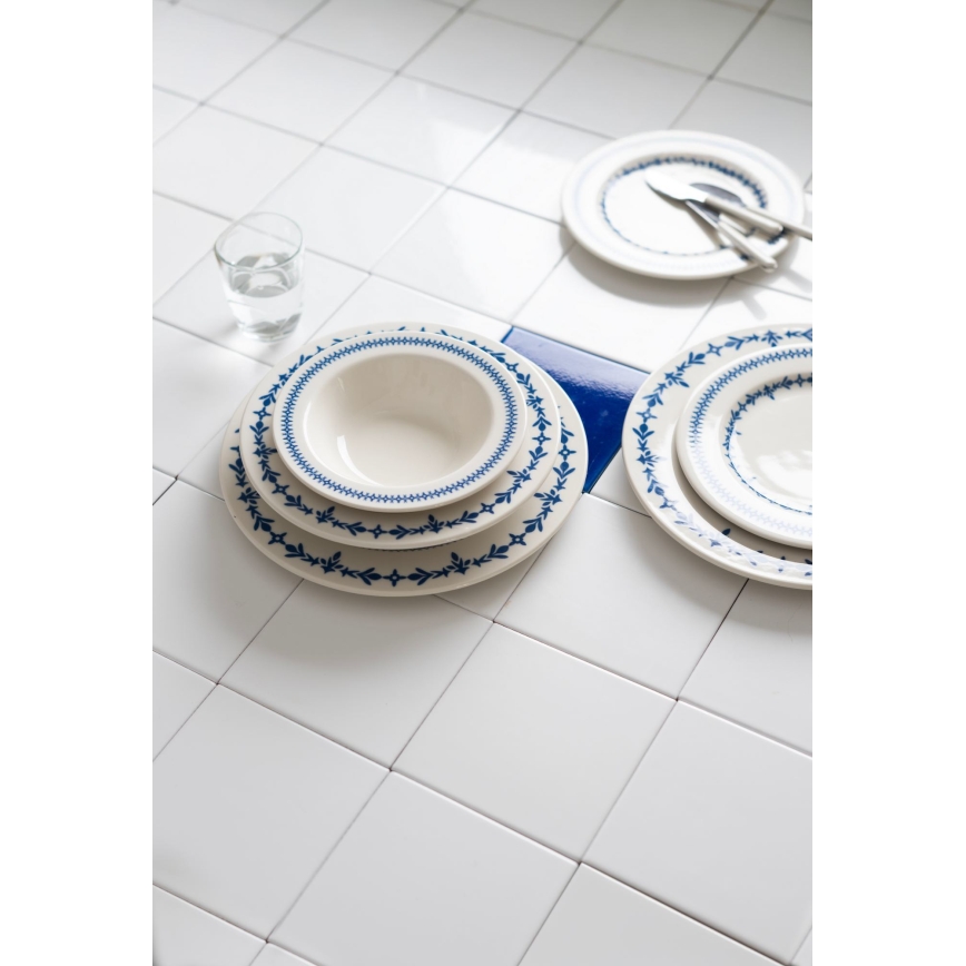 Galda servīze, 24 gab., balta/zila, porcelāns