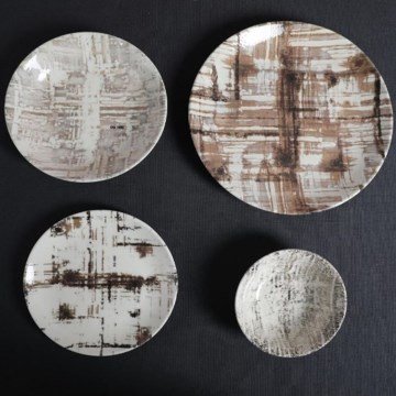 Galda servīze 24 gab., brūna/balta, porcelāns