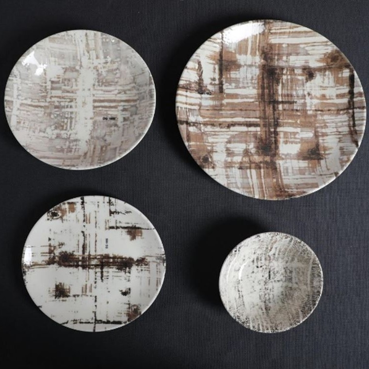 Galda servīze 24 gab., brūna/balta, porcelāns