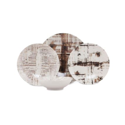 Galda servīze 24 gab., brūna/balta, porcelāns