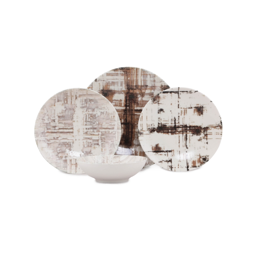 Galda servīze 24 gab., brūna/balta, porcelāns