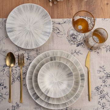 Galda servīze 24 gab. pelēka/porcelāns