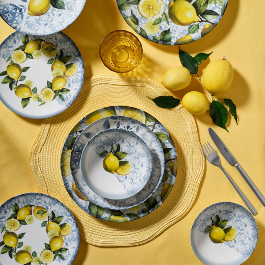 Galda servīze 24 gab. zila/dzeltena/zaļa/porcelāns