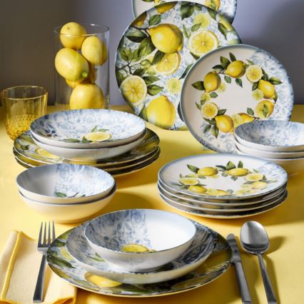 Galda servīze 24 gab. zila/dzeltena/zaļa/porcelāns