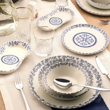 Galda servīze 27 gab. balta/zila/porcelāns