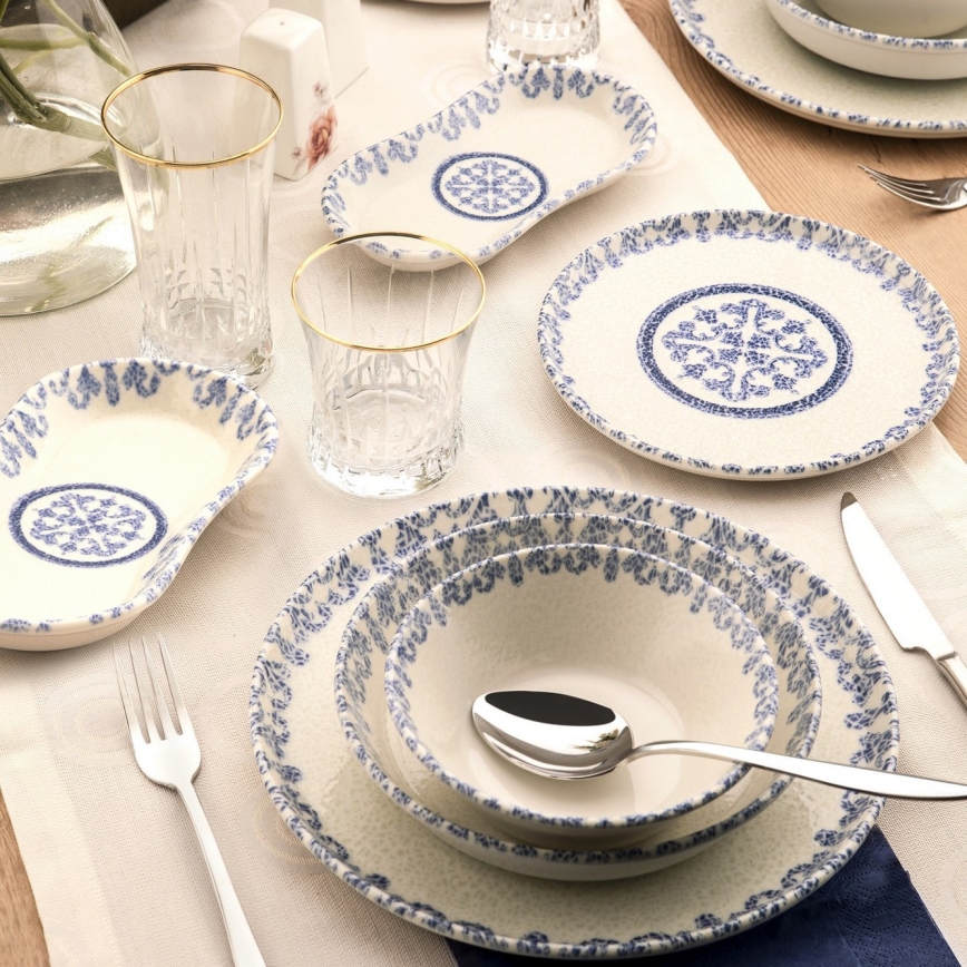 Galda servīze 27 gab. balta/zila/porcelāns