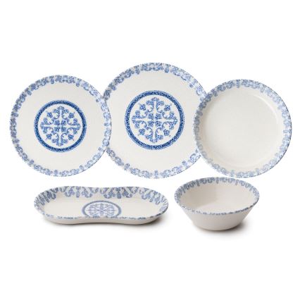Galda servīze 27 gab. balta/zila/porcelāns