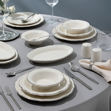 Galda servīze 53 gab. balta/sudraba/porcelāns