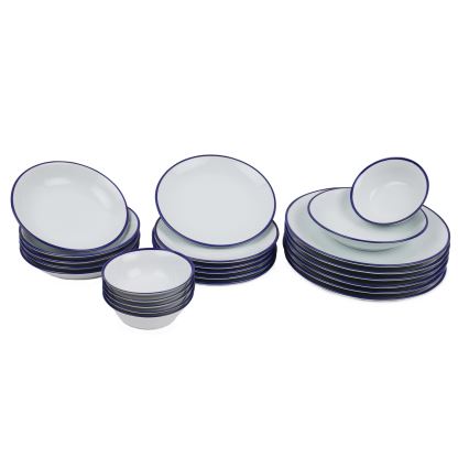 Galda trauku komplekts 24 gab. balta/zila/porcelāns