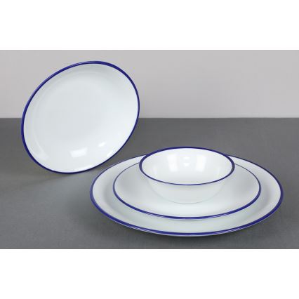 Galda trauku komplekts 24 gab. balta/zila/porcelāns