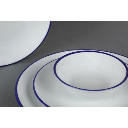 Galda trauku komplekts 24 gab. balta/zila/porcelāns