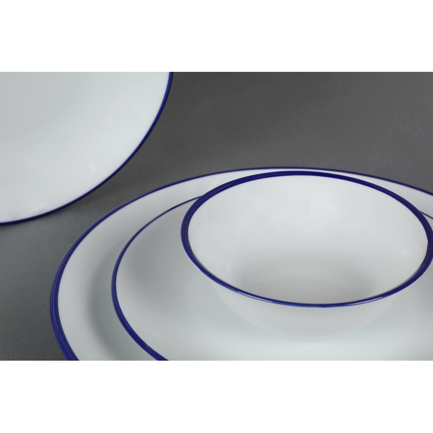 Galda trauku komplekts 24 gab. balta/zila/porcelāns