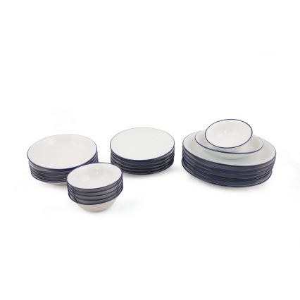 Galda trauku komplekts 24 gab. balta/zila/porcelāns