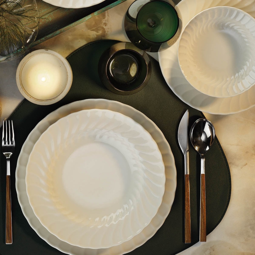 Galda trauku komplekts 24 gab., balts porcelāns