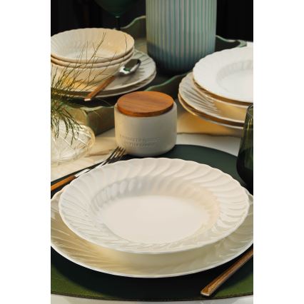 Galda trauku komplekts 24 gab., balts porcelāns