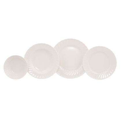 Galda trauku komplekts 24 gab., balts porcelāns