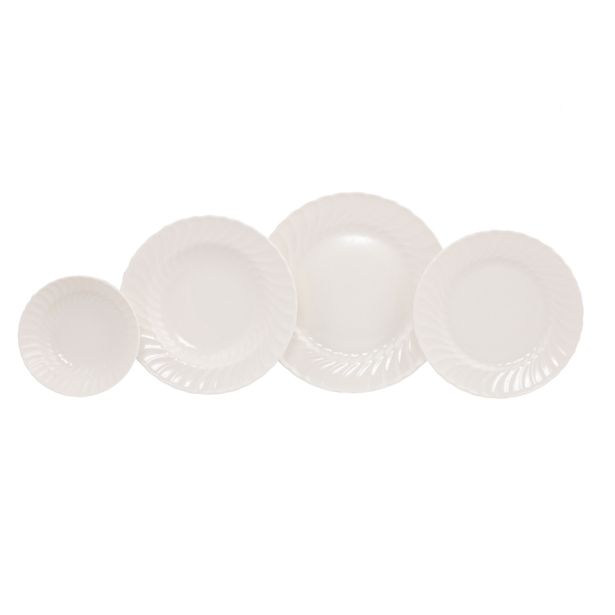 Galda trauku komplekts 24 gab., balts porcelāns