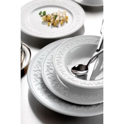 Galda trauku komplekts, 24 gab., balts/porcelāns