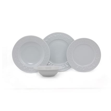 Galda trauku komplekts, 24 gab., balts/porcelāns