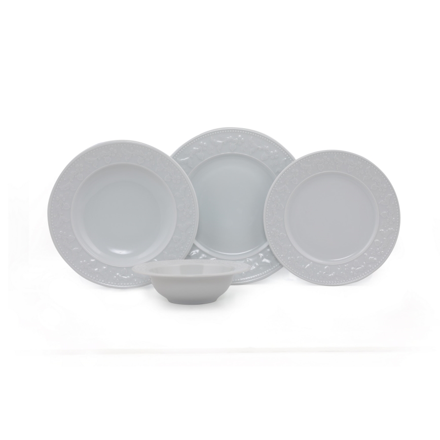 Galda trauku komplekts, 24 gab., balts/porcelāns
