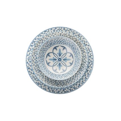 Galda trauku komplekts, 24 gab., zils/porcelāns