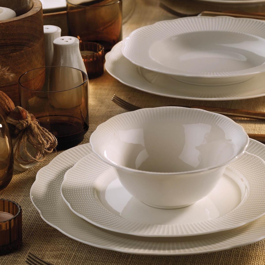 Galda trauku komplekts, 26 daļas, balts/porcelāns