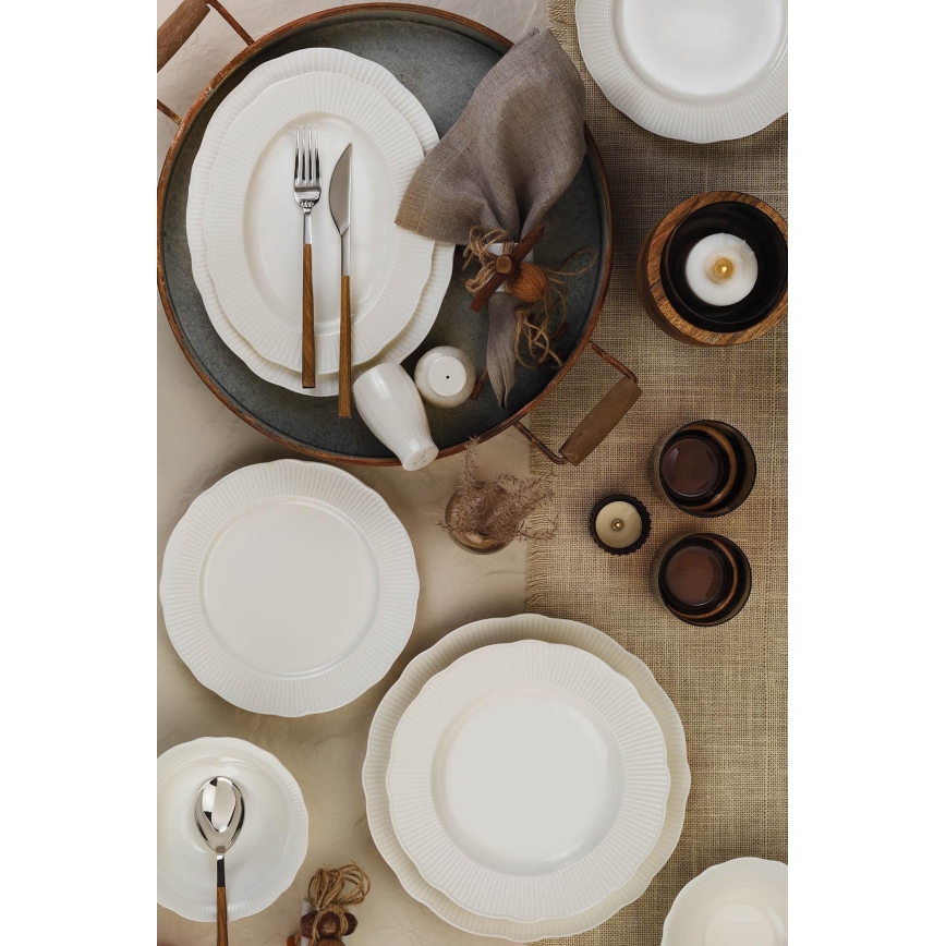 Galda trauku komplekts, 26 daļas, balts/porcelāns