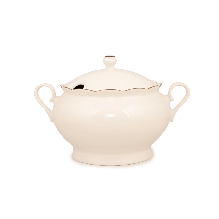 Galda trauku komplekts, 83 daļas — balts/vara/porcelāns