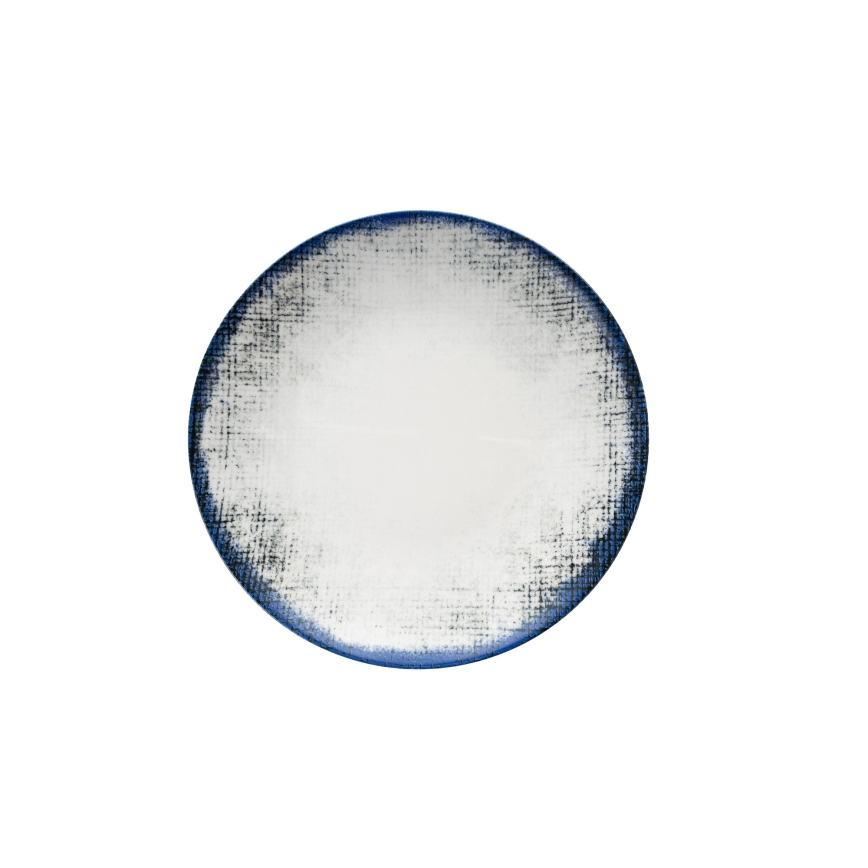 Galda trauku komplekts — 24 gab., balts/zils, porcelāns