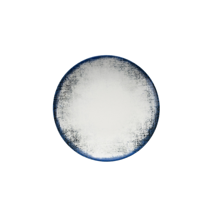 Galda trauku komplekts — 24 gab., balts/zils, porcelāns