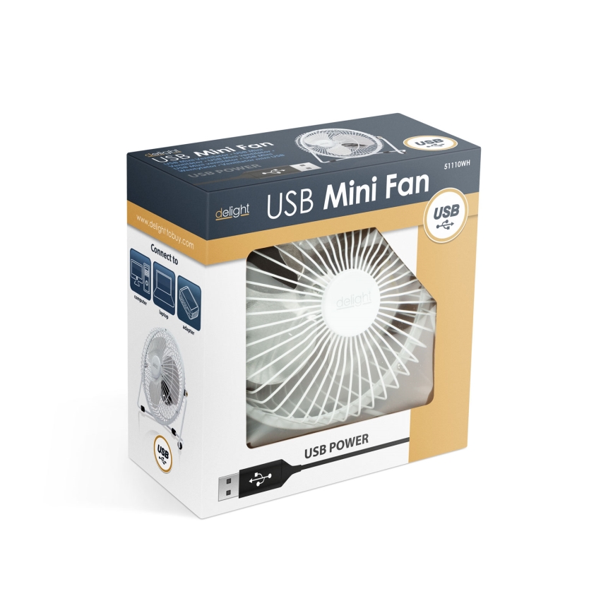 Galda ventilators 1,75 W/5 V USB, Ø 18 cm, balts