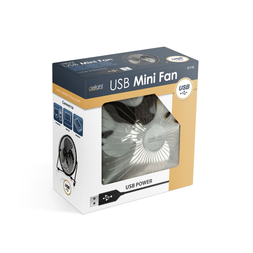 Galda ventilators 1,75 W/5 V USB, Ø 18 cm, melns