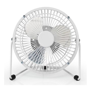 Galda ventilators 3W/USB 15 cm balts