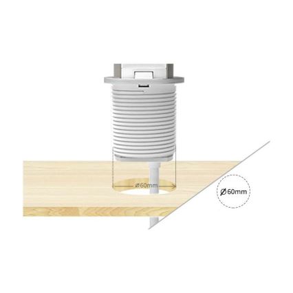 Galdam uzstādāma kontaktligzdu kolonna 2x230V + USB-A + USB-C