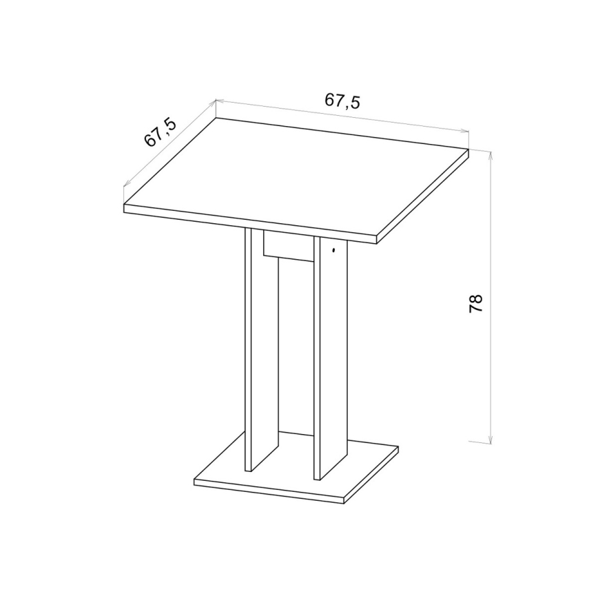 Galds STRAPO 68x68 cm Sonoma ozols