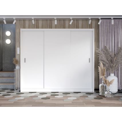Garderobes skapis ar bīdāmām durvīm SAPHIRA 250x215 cm balta