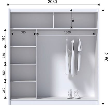 Garderobes skapis ar spoguli MIRO 203x215 cm ozols craft/melna