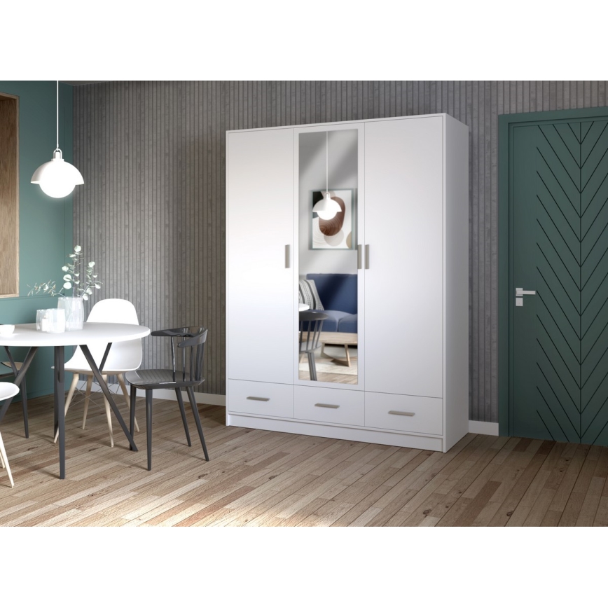 Garderobes skapis ar spoguli SANNA 150x215 cm balta