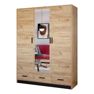 Garderobes skapis ar spoguli SANNA 150x215 cm ozols craft