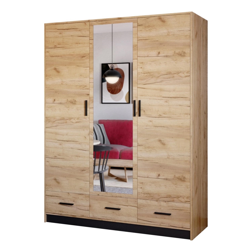 Garderobes skapis ar spoguli SANNA 150x215 cm ozols craft