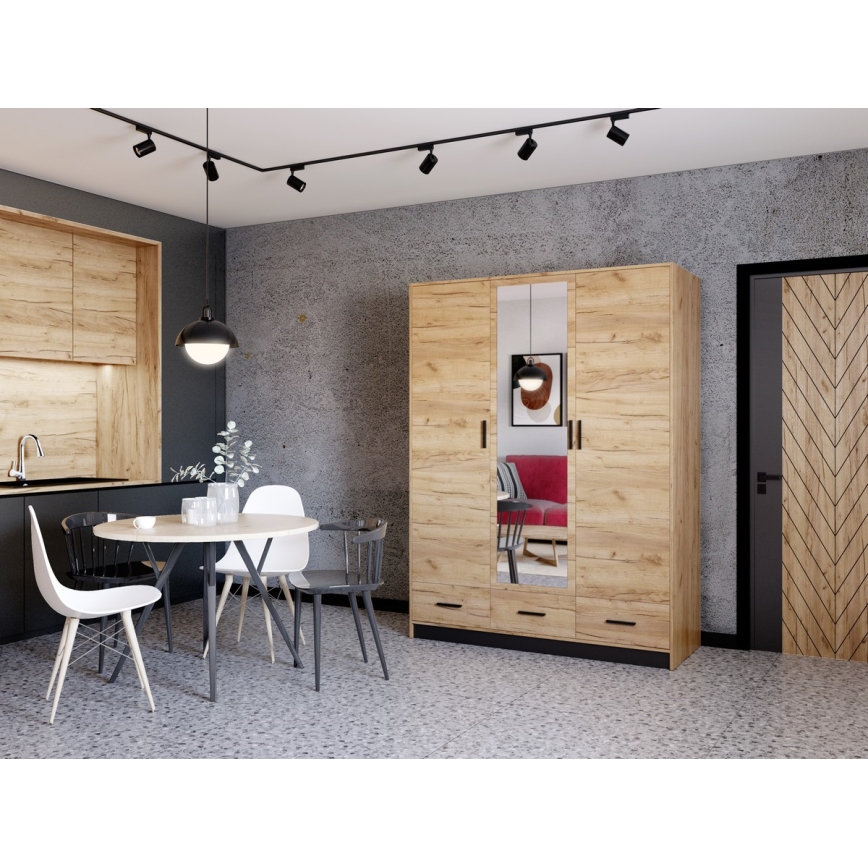 Garderobes skapis ar spoguli SANNA 150x215 cm ozols craft