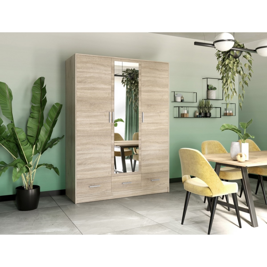 Garderobes skapis ar spoguli SANNA 150x215 cm ozols sonoma