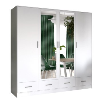 Garderobes skapis ar spoguli SANNA 200x215 cm balta