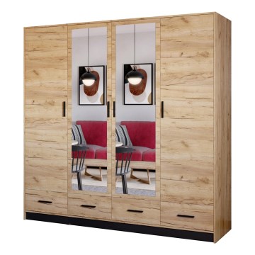 Garderobes skapis ar spoguli SANNA 200x215 cm ozols craft