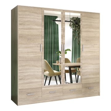 Garderobes skapis ar spoguli SANNA 200x215 cm ozols sonoma