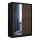 Garderobes skapis ar spoguli SANTINO 150x215 cm melna/ozols craft