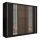 Garderobes skapis ar spoguli SANTINO 250x215 cm melna/ozols craft