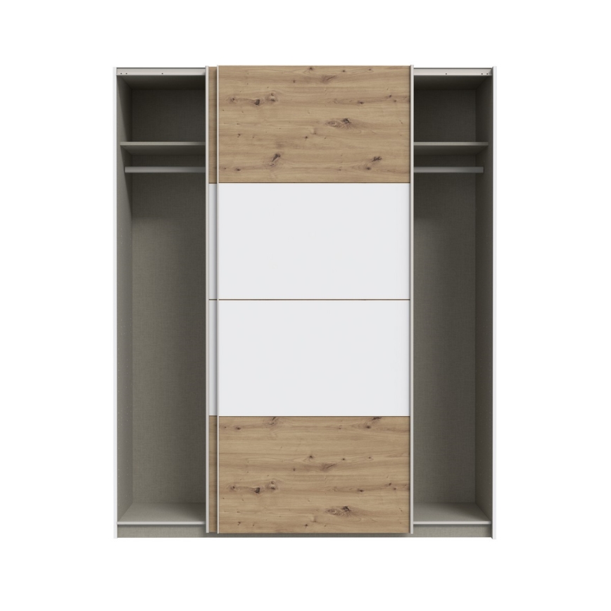 Garderobes skapis KARO 170x210 cm balts/ozols artisan