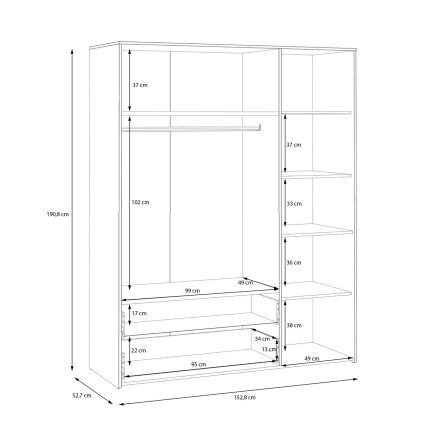 Garderobes skapis URO 152x190 cm artisan ozols/balts